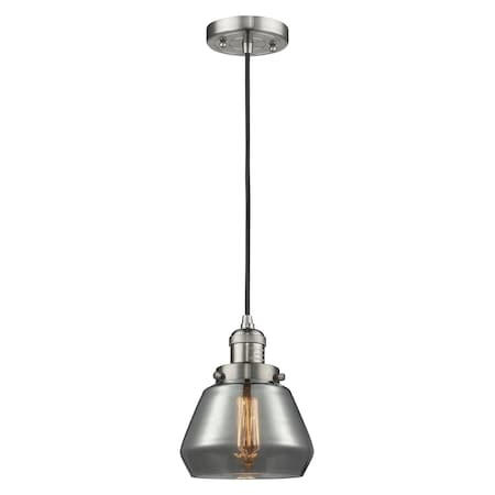 Fulton Vintage Dimmable Led 7 Brushed Satin Nickel Mini Pendant With Smoked Glass